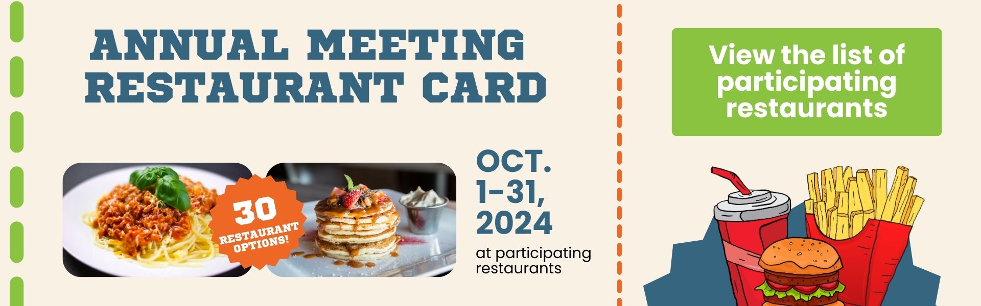 2024 Annual Meeting Restaurant Card. Click to learn about the participating restaurants. 