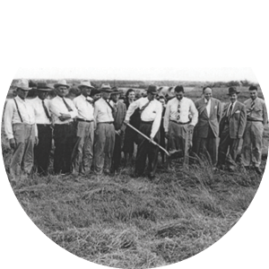 Herman Schroeder and other founding members breaking ground at Central Rural Electric Cooperative’s first headquarters.