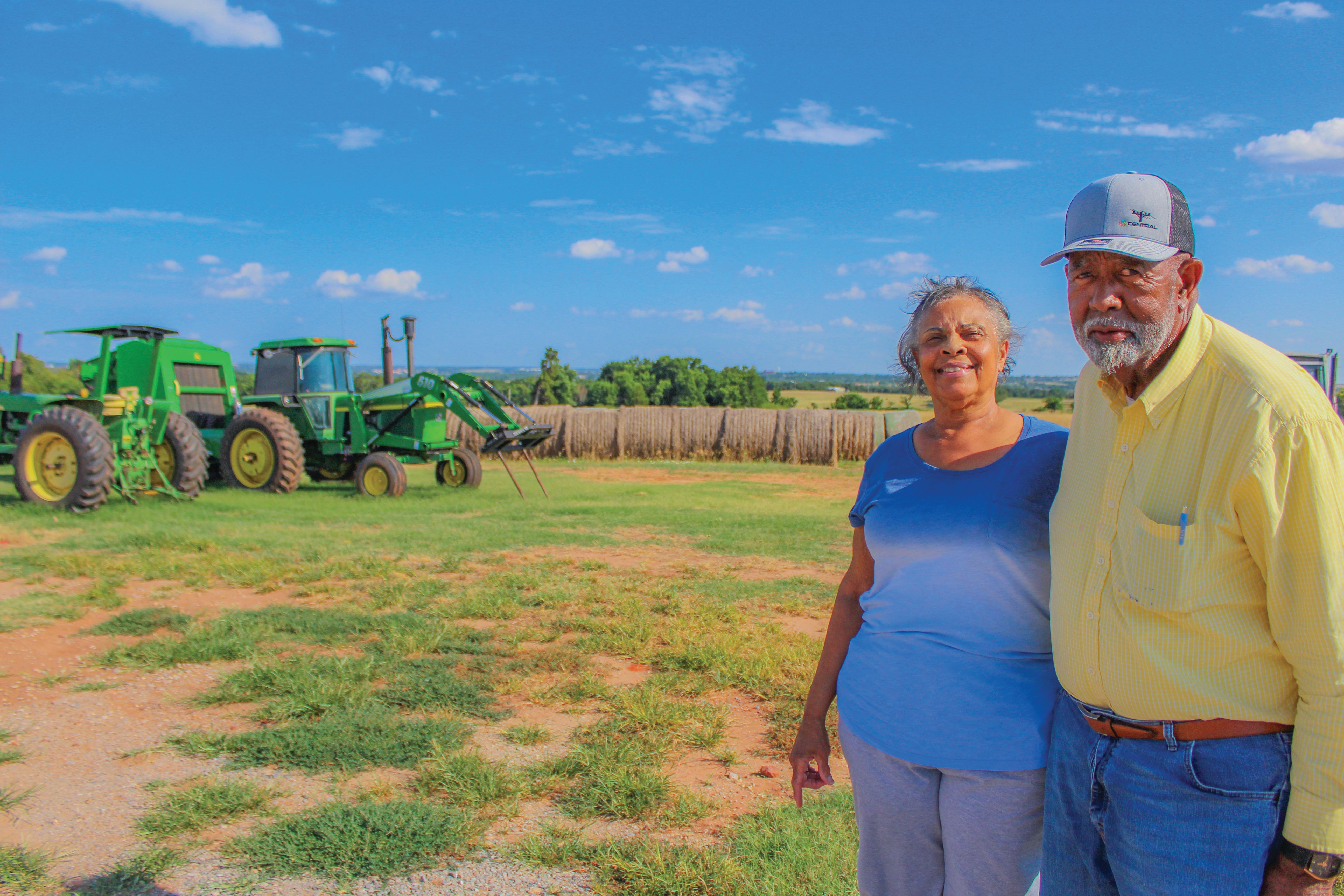 Henry and Melva Stevenson on their family farm near Guthrie.