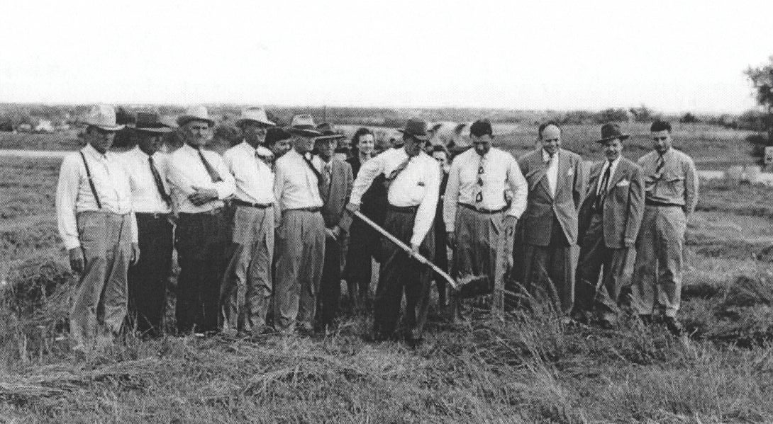 Herman Schroeder and other founding members breaking ground at Central Rural Electric Cooperative’s first headquarters.