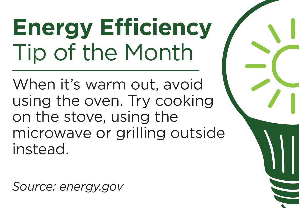 When it’s warm out, avoid using the oven. Try cooking on the stove, using the microwave or grilling outside instead.